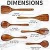 Zulay Kitchen 6-Piece Wooden Spoons for Cooking - Smooth Finish Teak Wood Utensils - Soft Comfort-Grip Cooking Wood Spoons Non-Stick Teak Easy to Clean Utensils Heat Resistant Non-Scratch Spoon Sets #4