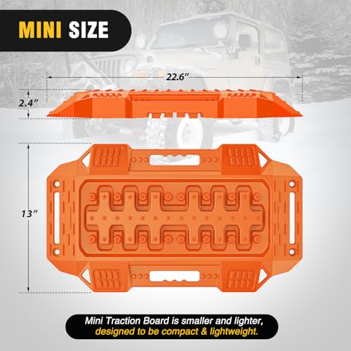 Image of Nilight Recovery Offroad Traction Boards Mini Short Emergency Tire Tracks Mats For 4WD 4X4 ATV UTV on Mud Sand Snow (2PCS Orange)