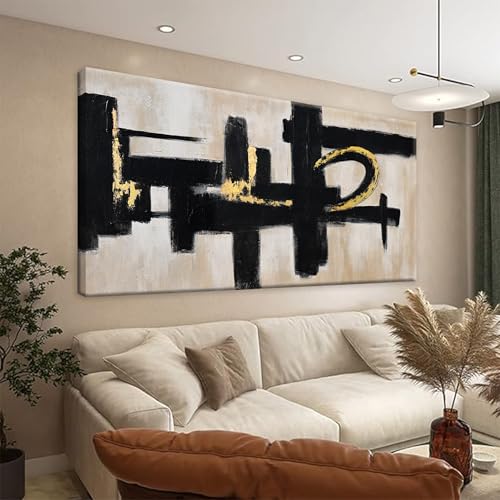 QSQ Black Abstract Wall Art Minimalist Canvas Art Wall Decor Paintings Artwork For Walls Modern Abstract Art Prints Picture For Bedroom Hallway Office Home Wall Decor 20' W x 40' L