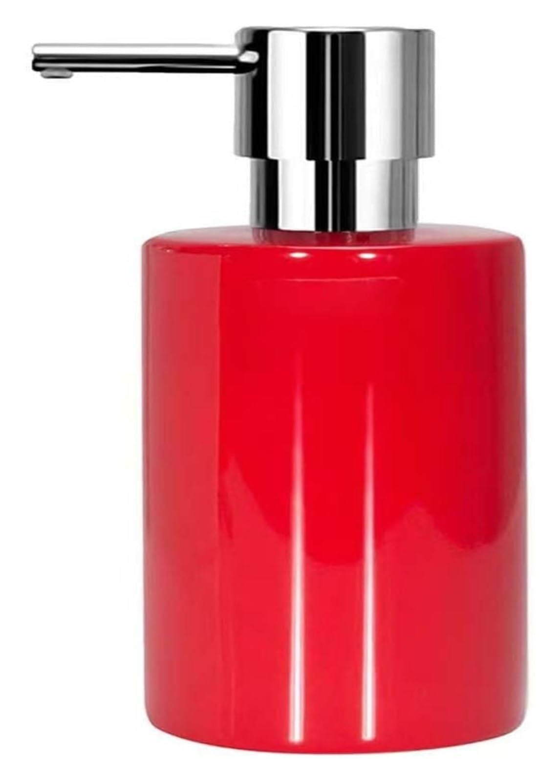 Dispensador de jabón cerámico para encimera de baño, Recargable, para loción, champú, Gel de Ducha y desinfectante de Manos (Rojo).