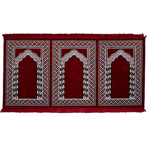 Tapete de oración velvet 3 personas rojo 110x210 cm miniatura 1