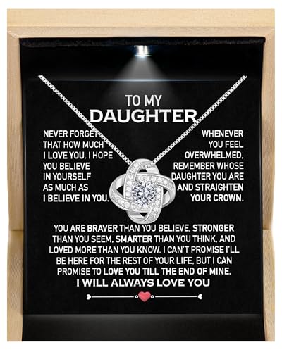 Larvincy To My Daughter Necklace – Meaningful Valentine’s Day Gift from Parents with Heartfelt Message Card & Elegant Box