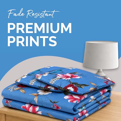 Image of DECORUM Glace Cotton Fitted 1 Bedsheet King Size (72 inchx78 inch) | All Around Elastic | Cotton Feel | 2 Pillow Covers (17 inchx27 inch) | Fits Up to 8 inch Mattress | 200-220 TC | Printed Double Bed Sheet Set