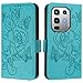 OUEAYIEN for Infinix Note 50 4G/Note 50 Pro 4G Phone Case Wallet with Screen Protecter RFID Blocking Card Women Cell Phone Cover Floral Blutterfly Case for Infinix Note50 Pro Note 50Pro 4G Light Blue