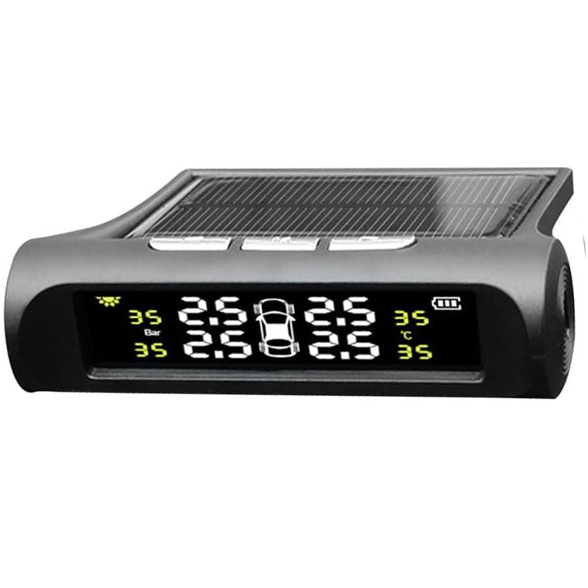 POFET Monitor Pressione Pneumatici Auto, Display rilevatore a 4 Ruote, Sistema di monitoraggio Solare TPMS, Allarme Auto Wireless Universale, per rimorchio Camper