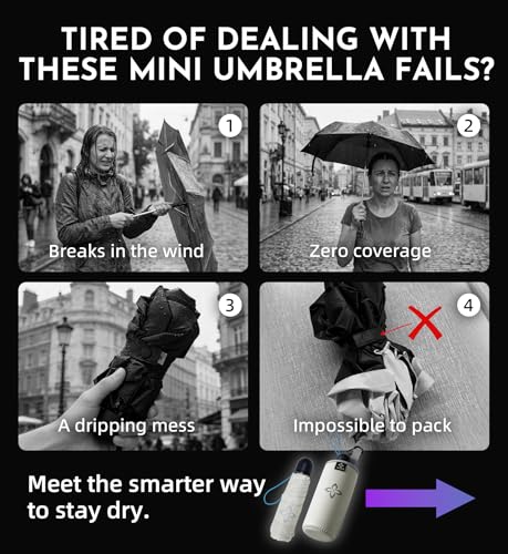 Image of LILAC Mini Travel Umbrella for Rain - 43 inch Large Coverage Small Compact Umbrella, Reinforced Strong Frame, Lightweight Portable Parasol with UPF 100+ UV Protection, Gifts for Adults, Seniors & Students