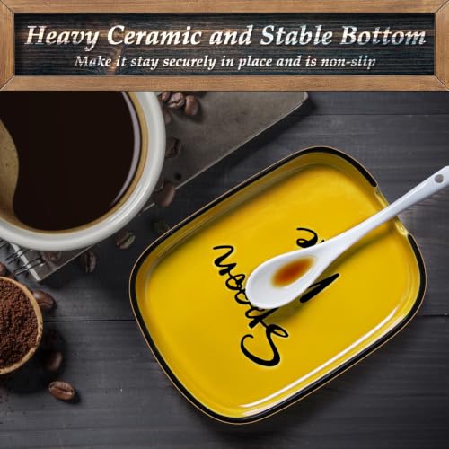 Image of Yellow Spoon Rest for Stove Top, Ceramic Large Spoon Holder, Spoon Rest for Kitchen Counter, Heat-Resistant Cooking Utensil Rest, Yellow Kitchen Decor and Accessories