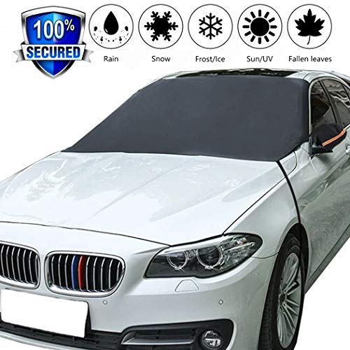 Seametal Car Sun Shade, Auto Windshield Covers for Ice Snow Frost Protection, Windscreen Cover with Side Mirror Covers and Hooks, Fit for Cars Trucks Vans and SUVs MPVs,96