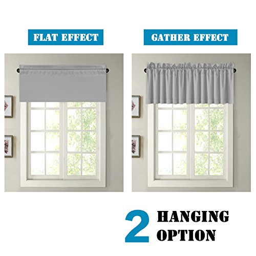 H.versailtex 2 Panels Blackout Curtain Valances For Kitchen Windows/Bathroom/Living Room/Bedroom Privacy Decorative Rod Pocket Short Winow Valance Curtains, 52" W X 18" L, Dove Gray #TOP4