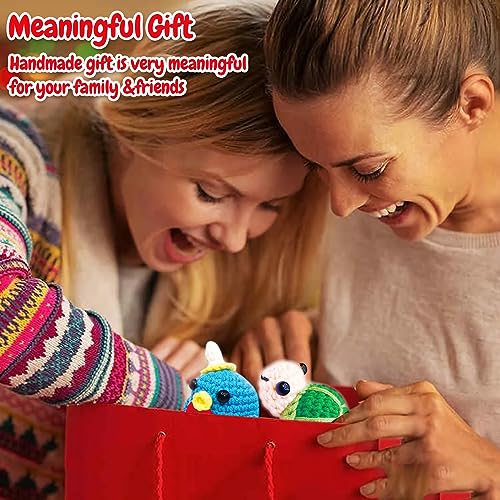 TGIQROVE Crochet Kit for Beginners, Crochet Starter Kit with Video Tutorials, Crochet Animal Kits for Adults Kids, DIY Craft Knitting Supplies, 4 Pack Cute Sea Animals for Birthday Gifts