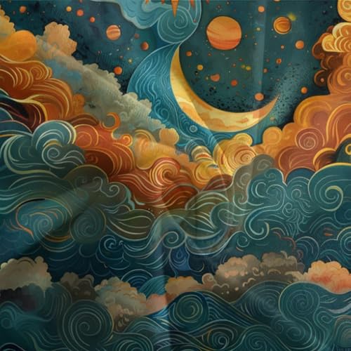 Housse de couette 200x200 cm lune et soleil hypoallergénique