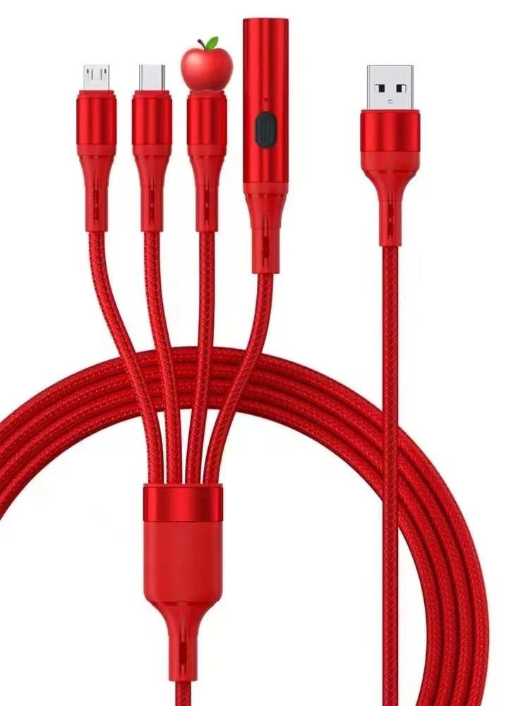 WiredCom Nylon Braided 1.2 Meter 4 in 1 USB 5A Fast charging cable with cigarette lighter + Type C + Micro USB Compatible with car USB, iPhone,iPad and Smartphones (Red) (B0D4VKQGYB) Amazon Price History, Amazon Price Tracker