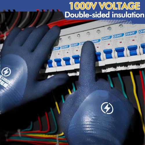 Image of 1000V Electric Gloves Shock Proof, Non-slip Insulated Electrician Gloves, Rubber Electrical Work Safety Gloves for Men