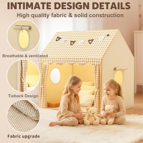 Kinder Spielhaus Indoor,Kinder Bettzelt,Spielzelt für Drinnen,Prinzessin Zelt mit Fenstern, Kinderspielhaus, Kuschelecke Kinderzimmer Dekor