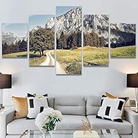 SIGNWIN 5 Panel Canvas Wall Art Mountainscape for Home Decorations Ready to Hang - 60