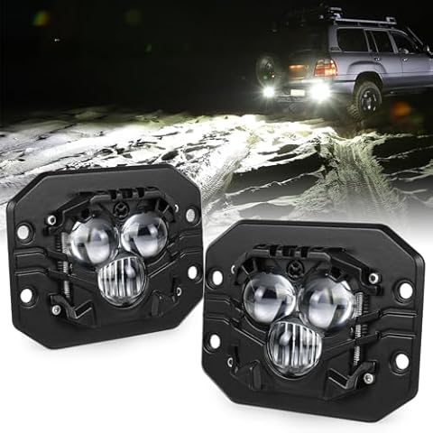 Butike Flush Mount Light Bars, 40W Spot Beam Cube Lights Upgraded Waterproof IP68 Backup Reverse Lights for Jeep Ford Toyota Pickup ATV SUV Boat Cover