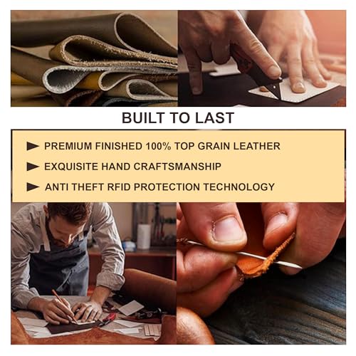 Image of Amazon Brand - Solimo Andrew Genuine Leather RFID Blocking Card Holder Ultra Strong Stitching 10 Card 2 Currency Holder 1 ID Window for Men and Women (11.5CM X9.5CM)