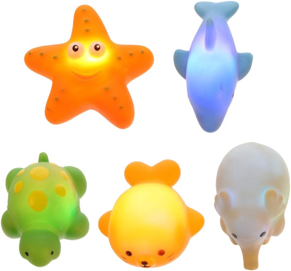 Nuobesty 5個お風呂のおもちゃ点滅フローティング風呂のおもちゃライトアップベビーシャワーバスタイム浴槽のおもちゃ浴室子供少年少女幼児児童 ランダムスタイル 95 Off