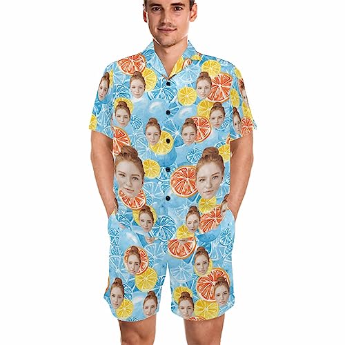 Artsadd Personalized Pajamas Custom Short Pajama Sets with Face Photo PJ Set Pjs for Women Men Matching Pajamas for Couples