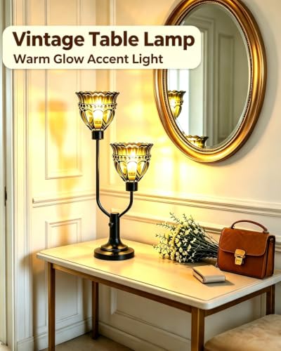 Image of Lightdot Mid Century Modern Table Lamp Dimmable Vintage Green Glass Lamp