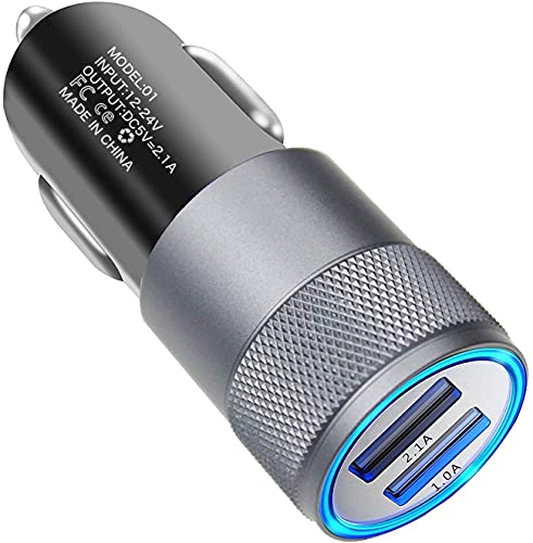 CAM2 Car Charger, 2.1A 2-Port USB Fast Car Charger for iPhone X/8/7/6/6 Plus, iPad Air 2/Mini 4, Samsung Galaxy S6/S6 Edge and More