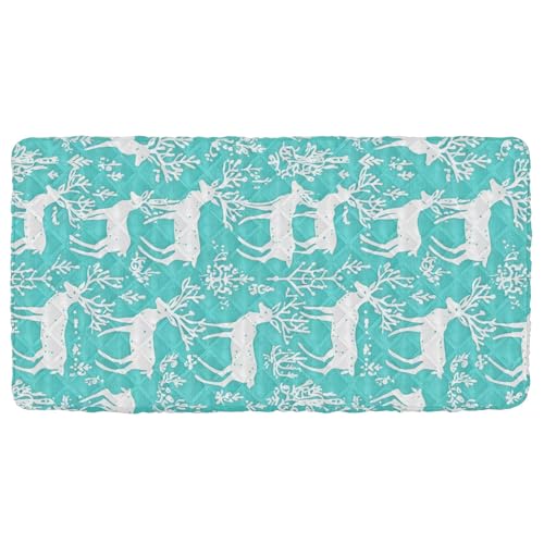 Portable Toddler Bed Sheet for Kids White Deer on Blue Background Travel Bed Fitted Sheet