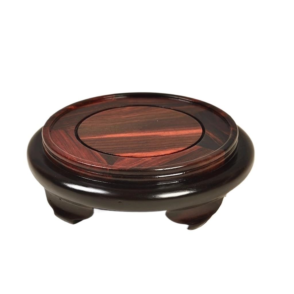 MPOPO Bonsai Pedestal Wood Carving Round Base Vase Solid Buddha Statue Flower Bonsai Bracket Vase Display Stands Pedestal Base