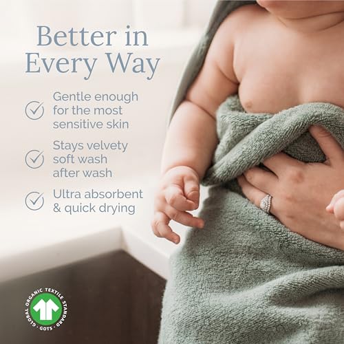 Image of Natemia Hooded Baby Bath Towel - 100% Organic Cotton Baby Towels for Newborns, Toddlers, Boys, Girls - Soft Absorbent 450 GSM - Gentle on Sensitive Skin - Baby Shower Registry Gift (35 inch x 35 inch)