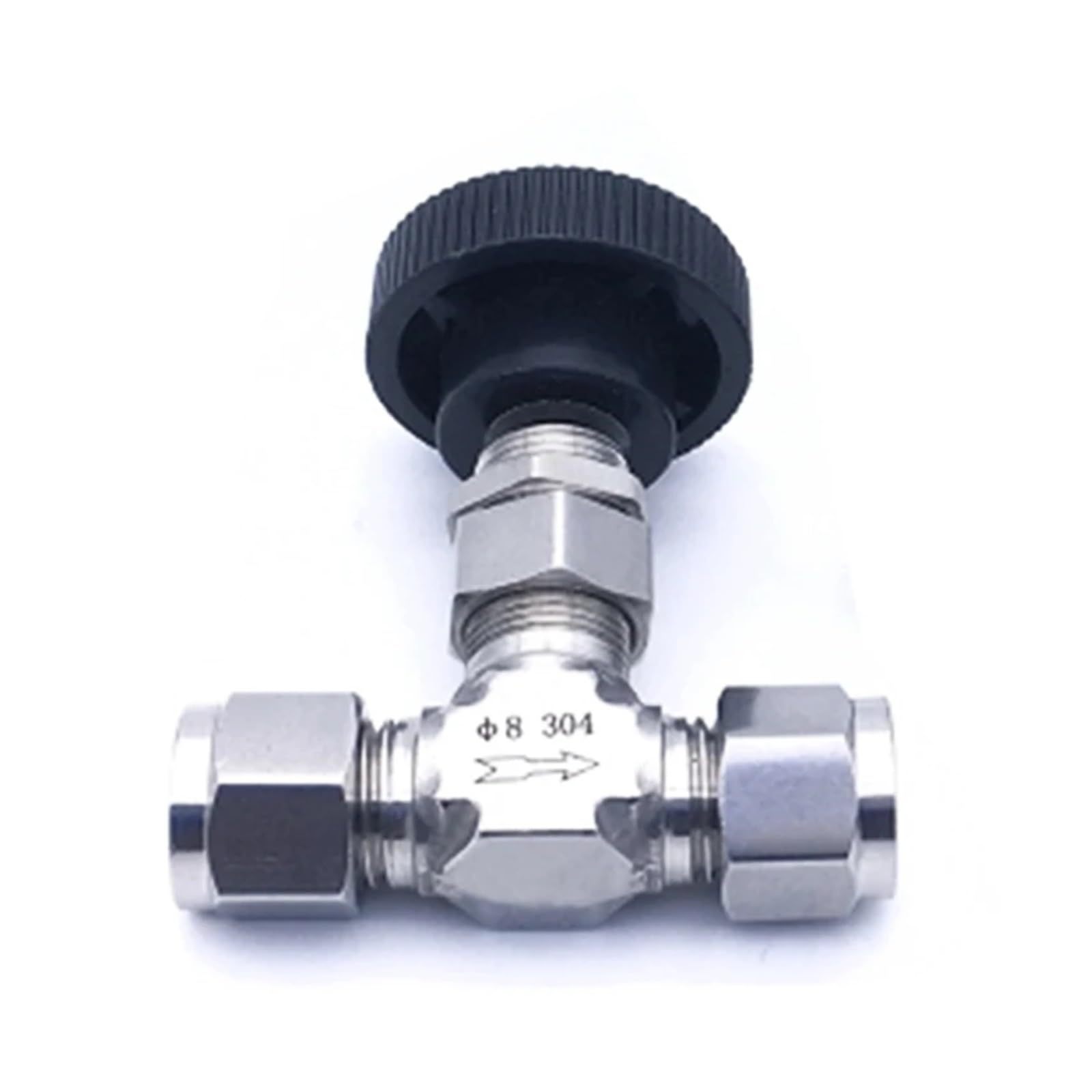 1/8 ''1/4'' 3/8 "1/2" SS304 tipo funda de tarjeta válvula de aguja ajustable for Control de aceite de Gas de agua OD 3 6 8 10 12 mm tubo recto(OD 12mm)