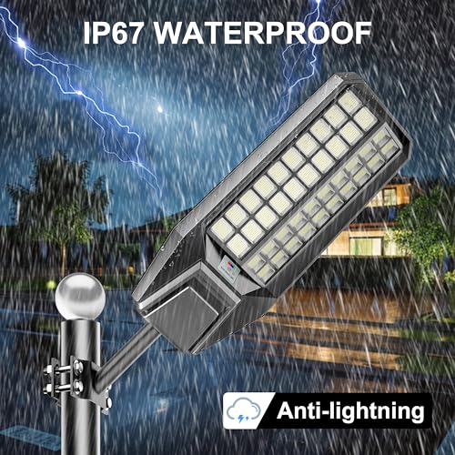 loyoele 900000LM 10000W Solar Street Lights Outdoor – LED Solar Light with Motion Detection, Dusk to Dawn, Weatherproof, Ideal for Security Lighting in Driveways and Parking Lots (1 Pack) by loyoele - Image 3
