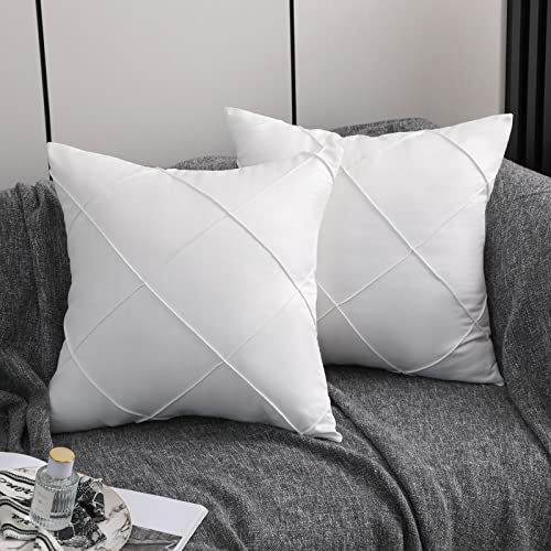 Set mit 2 dekorativen Kissenbezügen, quadratisch, weicher Kissenbezug mit überkreuztem Rautengitter, Heimdekoration für Couch, Sofa, Bett, 45 x 45 cm (weiß) Cover