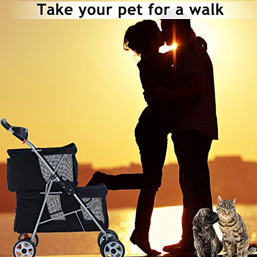 Double Dog Stroller Pet Stroller Cat Stroller for Small Medium Dogs Cats 2 Doggie Puppy or Two Kitty 4 Wheels Folding… - Image 7