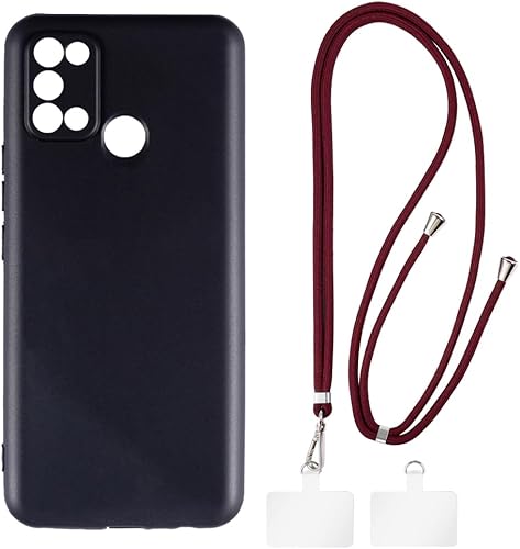 Oppo Realme 7i - Funda + cordones universales para teléfono celular, correa suave de silicona TPU para Oppo Realme C17 (6.5 pulgadas)