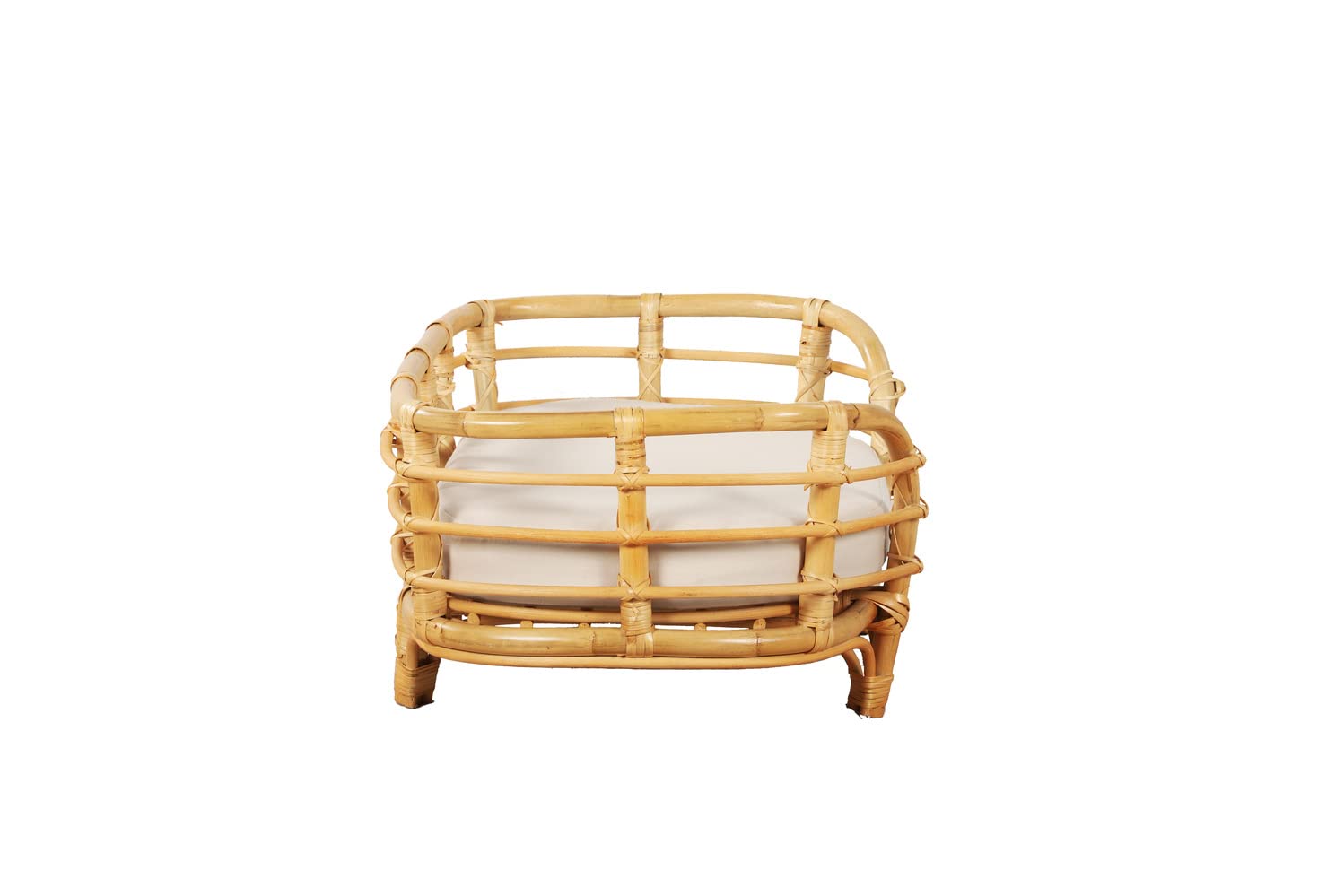 BEAU RIVAGE Panier Ovale Themis pour Chien et Chat en rotin Coussin Inclus, Taille M/L (15-25 kg)