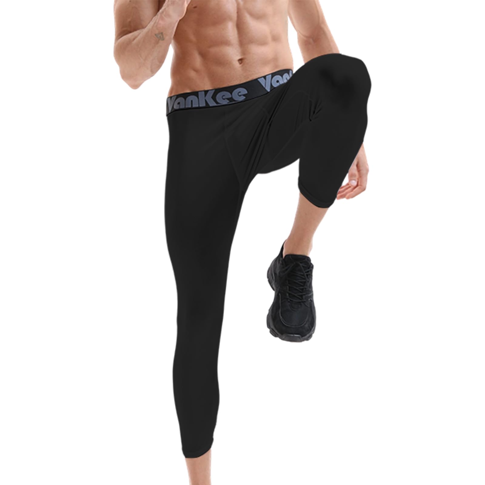 Pantalones de Hombre Compresión 3/4 Malla Transpirable Secado Rápido para Basketball Gym Fútbol