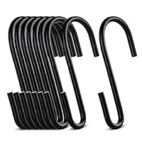 ilauke 20 Pack S Shaped Hooks Heavy Duty S Hooks Hanging Hanger Hook for Kitchen Bedroom and Office (Black)