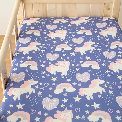 Image of SDIII 2 Pack Unicorn Crib Sheets for Baby Girl 52x28 Stretchy Microfiber Jersey Knit Baby Sheets for Standard Crib and Toddler Mattress