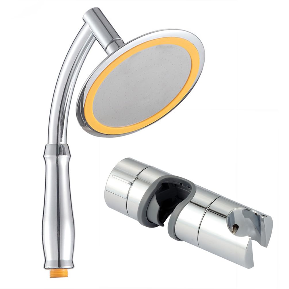 Morelian Adjustable Hand Shower Bracket for Slide Bar 18-25MM Diameter Polished Chrome Replacement Handheld Shower Head Holder + High Pressure Shower Head 6 Inch G1/2 360°Rotatable Adjustable Spray