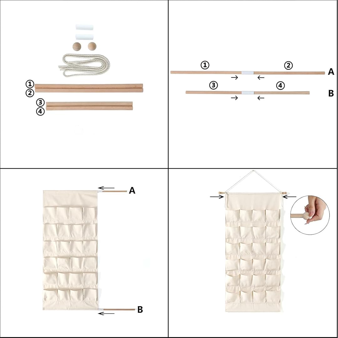 Adventskalender zum Befüllen Wandkalender aus Stoff zum Aufhängen personalisierbar mit Wunschname XXL (Boho Weihnachtshäuser)