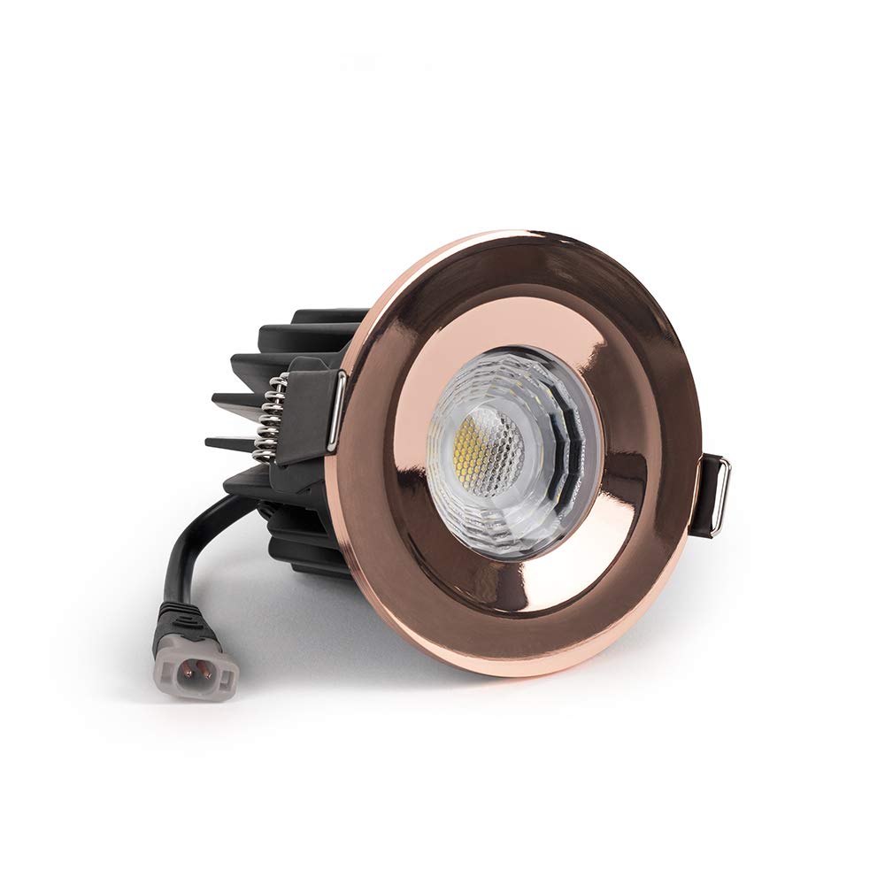 Rose Gold CCT Fire Rated LED Dimmable 10W IP65 Downlight for Bathroom, Bedroom, Kitchen Lighting