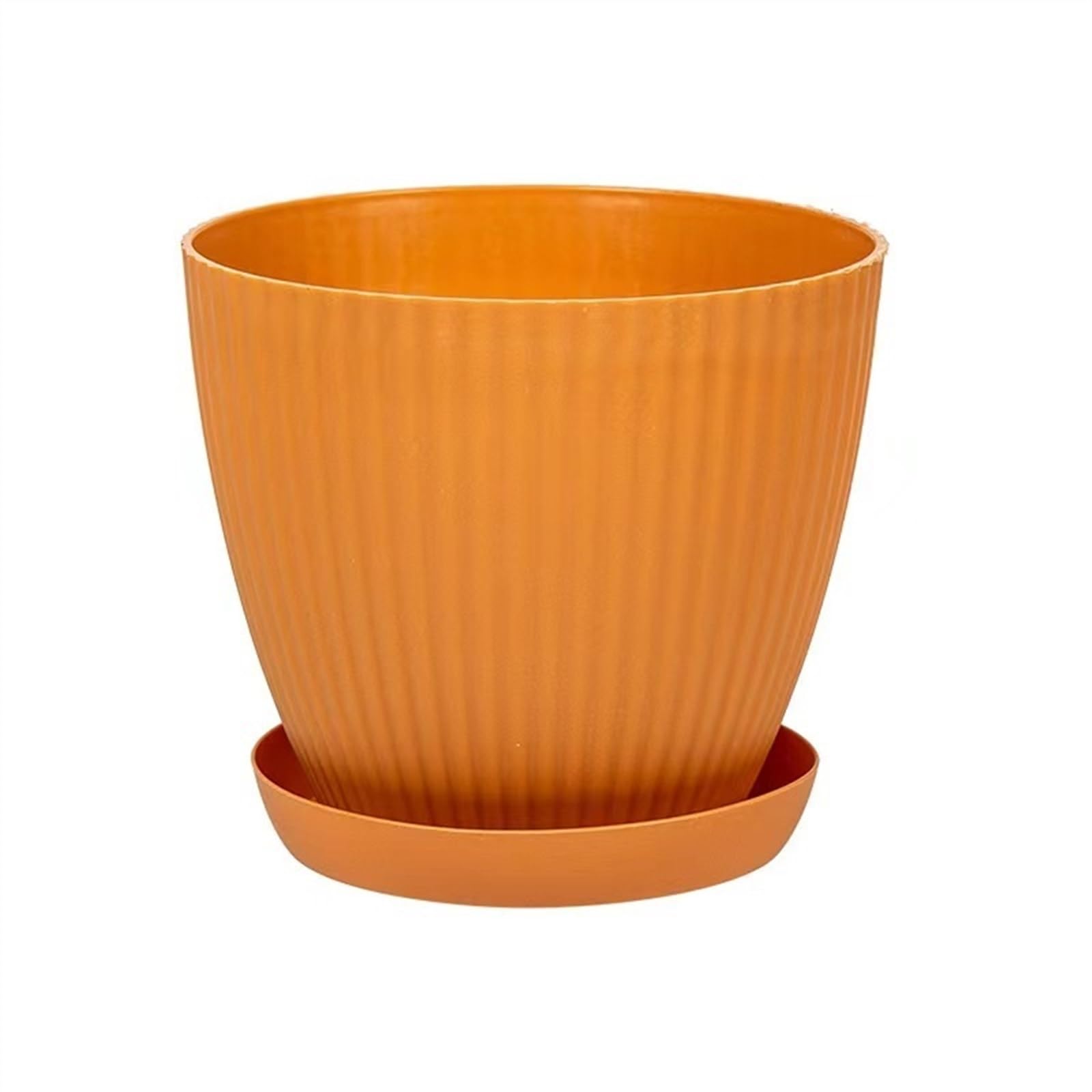 XPSHP25112 indoor plant pot Plant Pots Colorful Cute Flower Resin with Drainage Holes and Trays Gardening Supplies Succulent Plants Flowers Green Planters For balcony decoration(Orange,Medium)