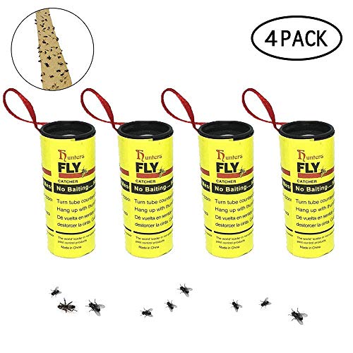 Preisvergleich Produktbild KOBWA 4PCS Fliegenfänger, Fliegen Papierbänder,Leimrollen Fliegenfalle Insektenfalle Fruchtfliegenfalle für Fliege Bug, Moskitos, Motte Innen Oder Im Freien - Umweltfreundlich 100% Ungiftig