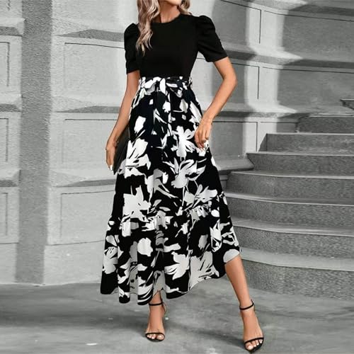 Work Dresses for Women 2025 Elegant Classy Summer Empire Waist Short Sleeve A Line Dress Wedding Guest Wrap Sundress4
