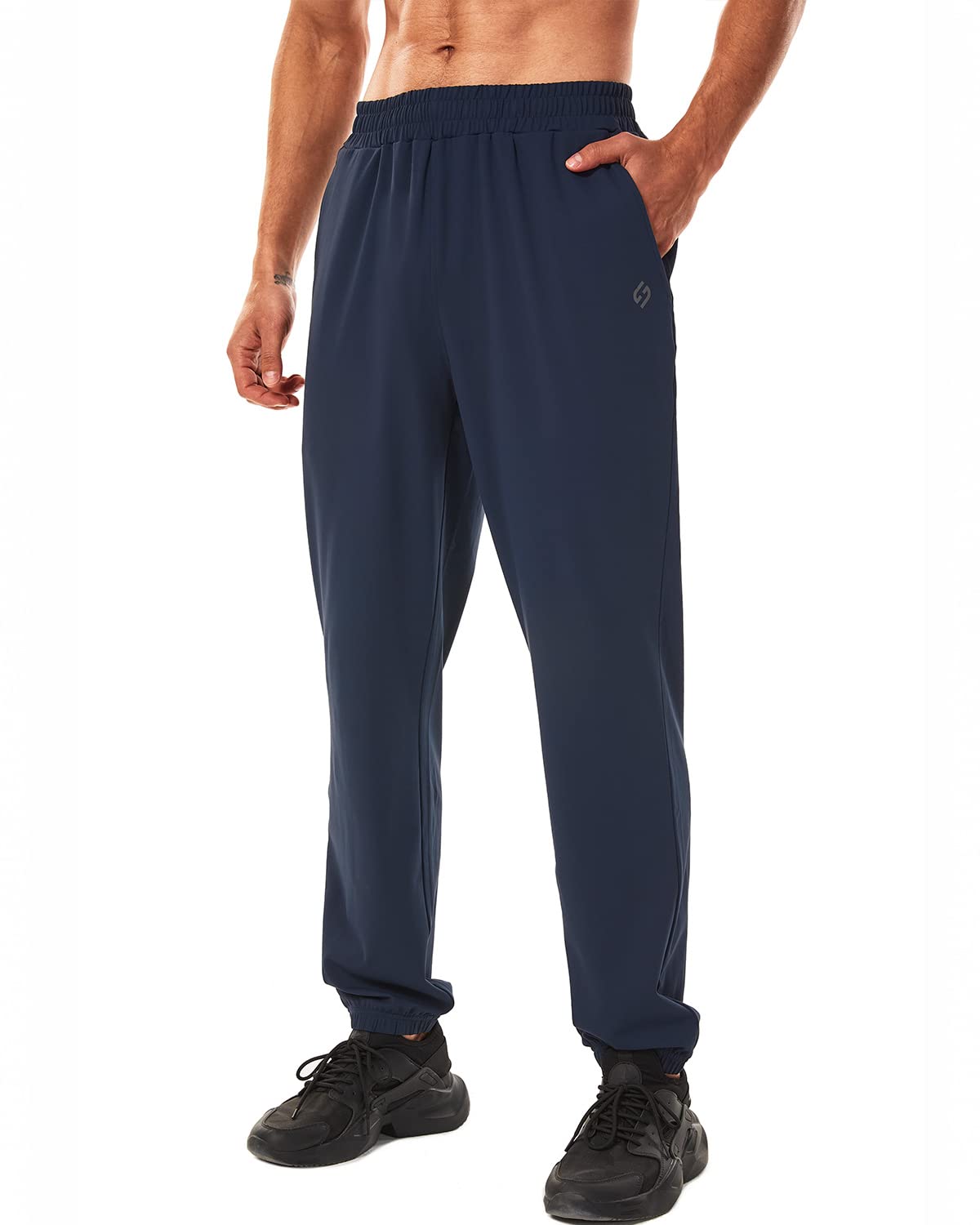 HOdo Pantalones deportivos para hombre de 86 cm y 91 cm de largo con bolsillos con cremallera