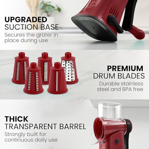 Zulay Kitchen Zulay Rotary Cheese Grater 5 Blade Cheese Shredder thumb #7