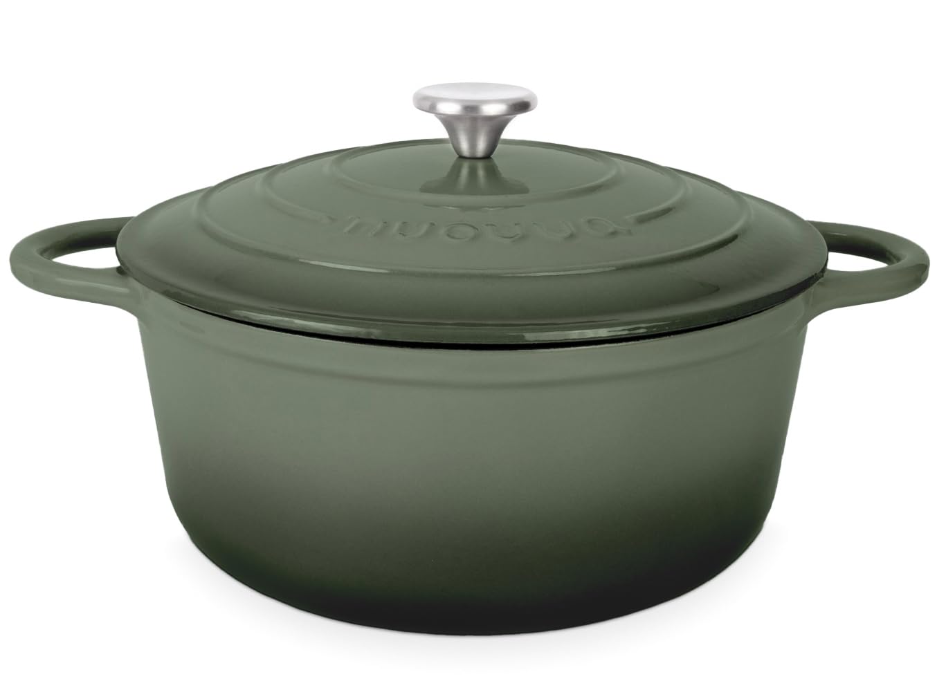 Cast Iron Dutch Oven with Lid – Non-Stick Ovenproof Enamelled Casserole Pot – Sturdy Dutch Oven Cookware – Dark Green, 7.3-Quart, 30cm – by Nuovva