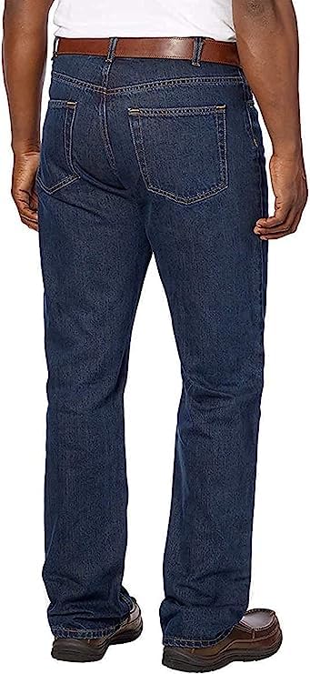 KIRKLAND Signature Men's 5-Pocket Jeans, Relaxed Fit, 100% Cotton, Double-Seam Stitching (US, Waist Inseam, 40, 32, Dark Blue)3