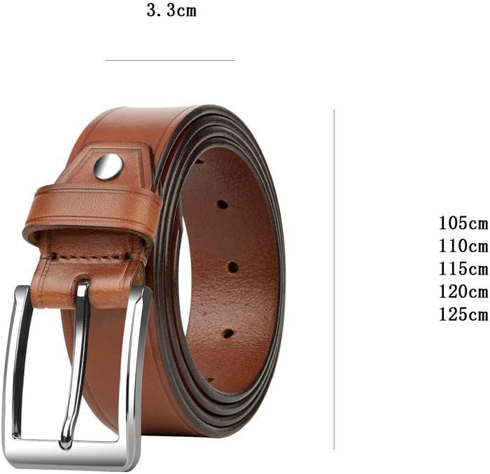 Glatter Herren Ledergürtel Leder Mittleren Alters D Jung Casual Dornschließe Gürtel Young Business Gürtel Langlebig, Black, 120