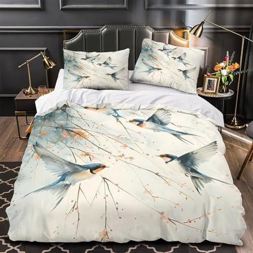 Parure de lit hirondelles 140x200 microfibre douce hypoallergénique - 2