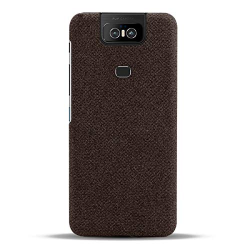 INSOLKIDON Compatible con Funda ASUS Zenfone 6 ZS630KL Contraportada Protector Cáscara Parachoque Matorral Tejeduría Cáscara Dura Estuche Protector Ultrafino (marrón)